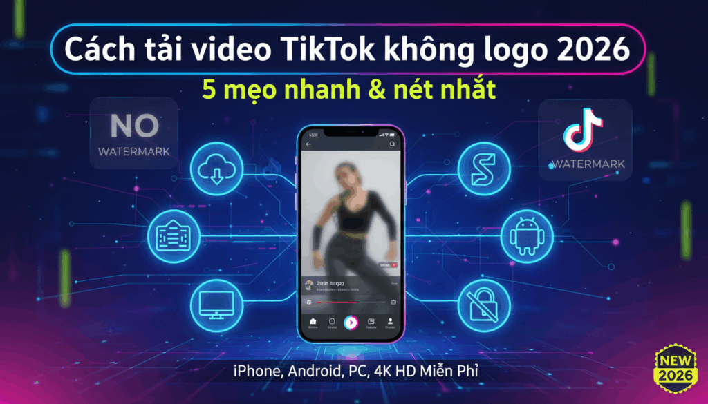 Thumbnail cach tai video tiktok khong logo 2026 5 meo nhanh